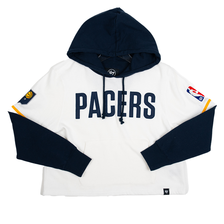 Women's Indiana Pacers Cropped Shortstop Pullover Sweatshirt in White by '47