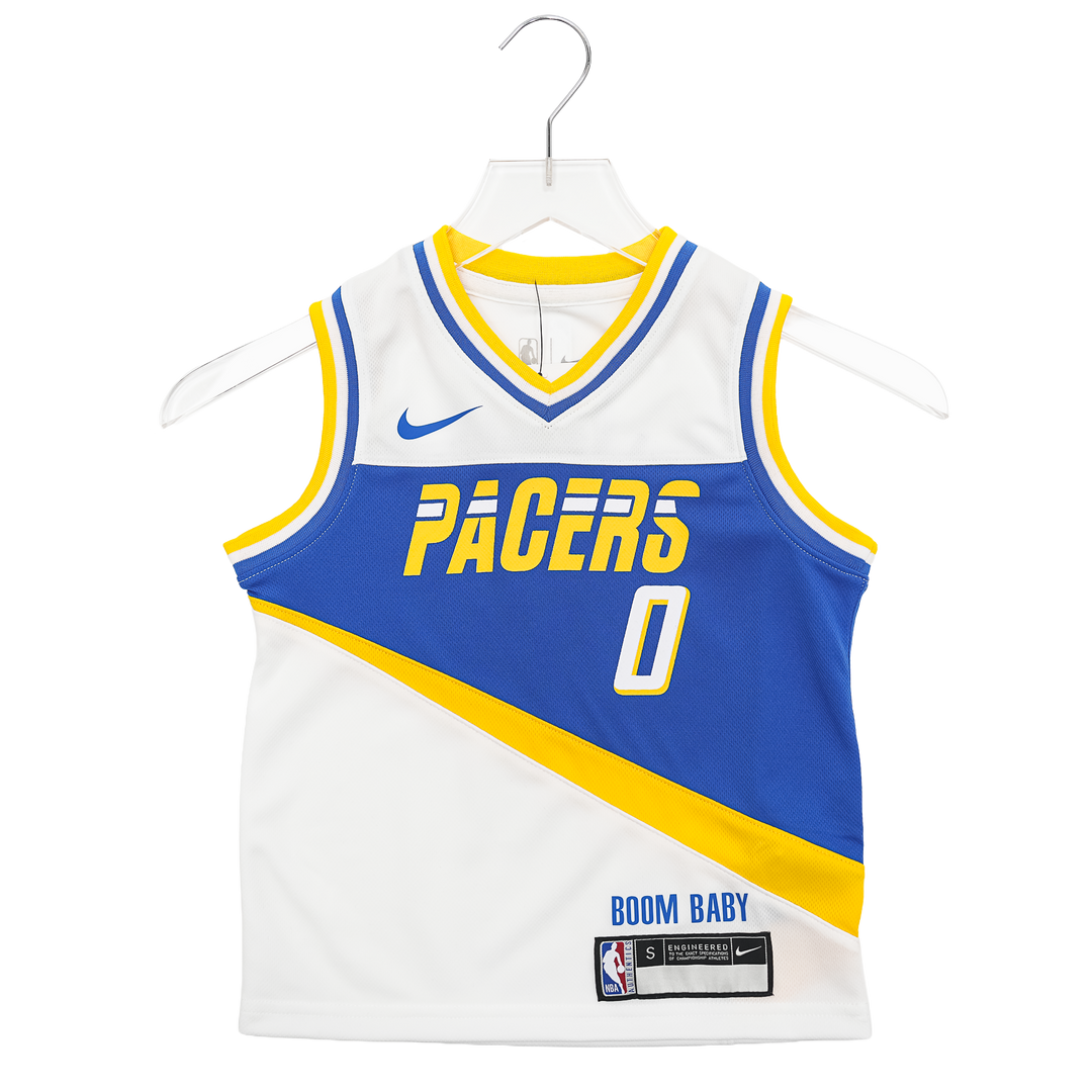 Youth 4-7 Indiana Pacers #0 Tyrese Haliburton 25-26' CITY EDITION Swingman Jersey in White by Nike
