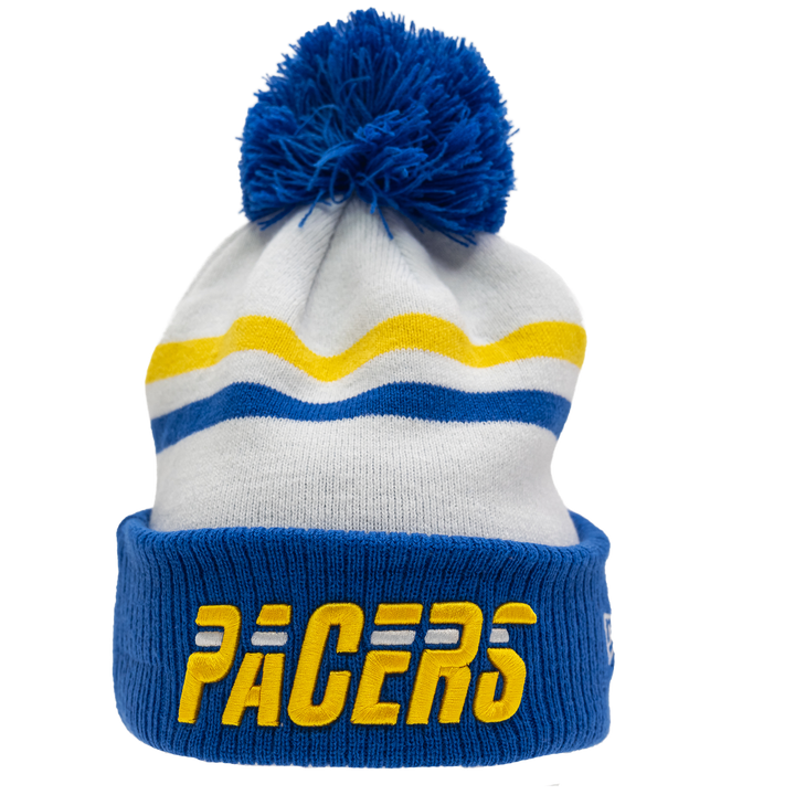 Adult Indiana Pacers 25-26' CITY EDITION Pom Knit Hat in White by New Era