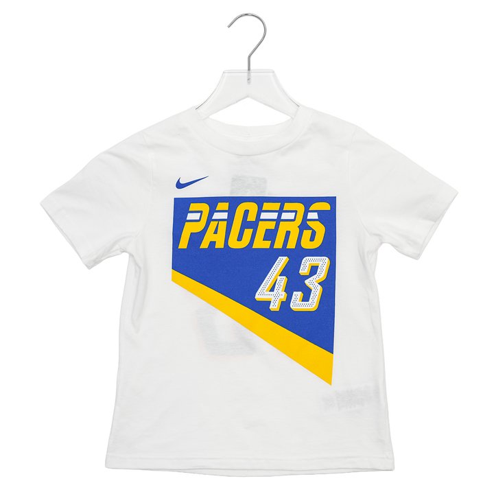 Youth 4-7 Indiana Pacers #43 Pascal Siakam 25-26' CITY EDITION Name and Number T-shirt in White by Nike