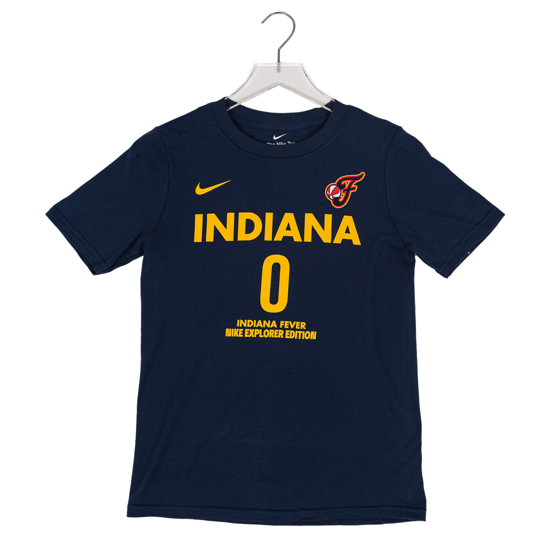 Youth Indiana Fever #0 Kelsey Mitchell Explorer Name and Number T-Shirt in Navy by Nike
