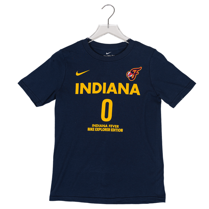 Youth Indiana Fever #0 Kelsey Mitchell Explorer Name and Number T-Shirt in Navy by Nike