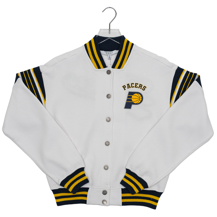 Women's Indiana Pacers Snap Front Fleece Jacket in White by WEAR by EA