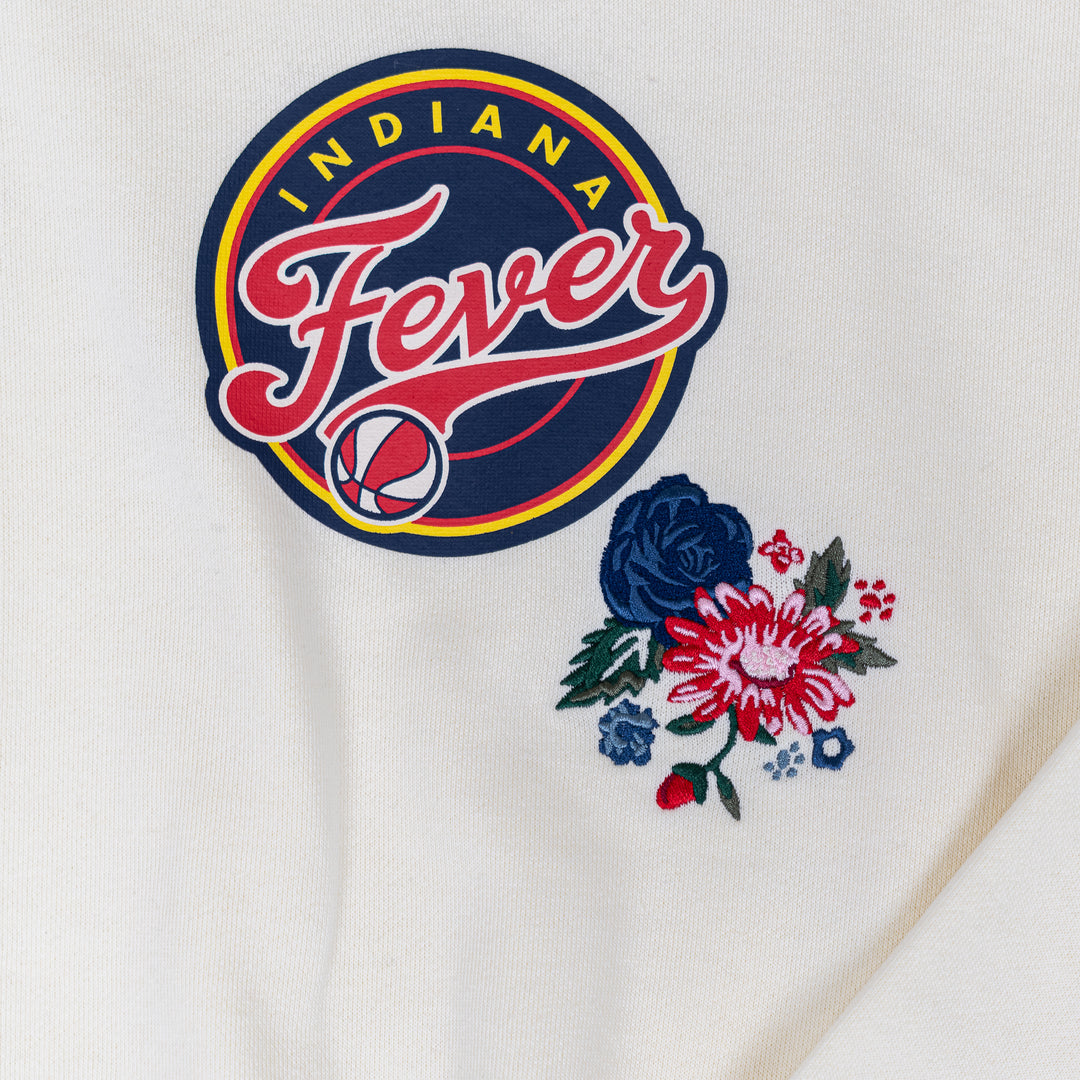 Women's Indiana Fever Floral 1/4 Zip Hooded Sweatshirt in Natural by New Era