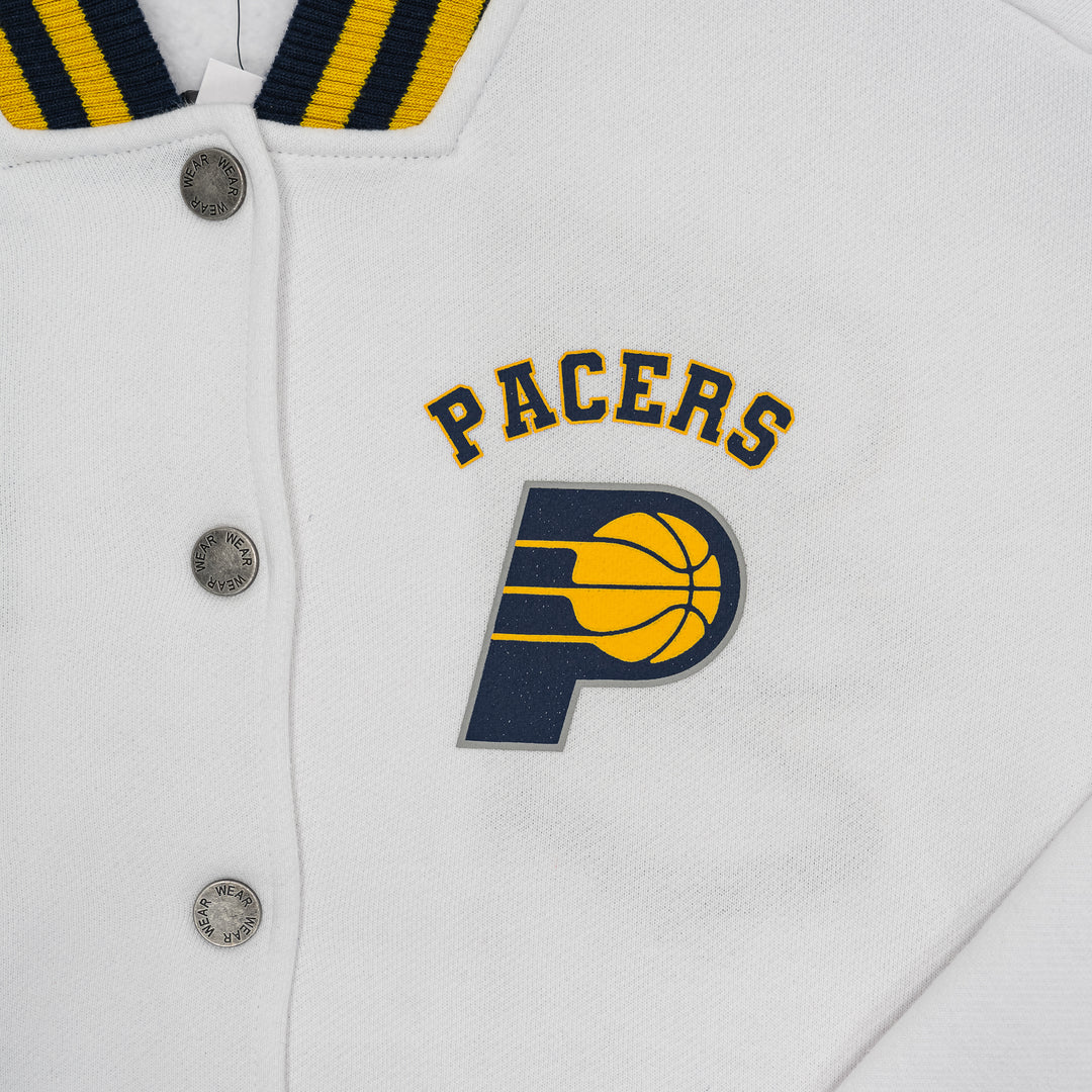 Women's Indiana Pacers Snap Front Fleece Jacket in White by WEAR by EA