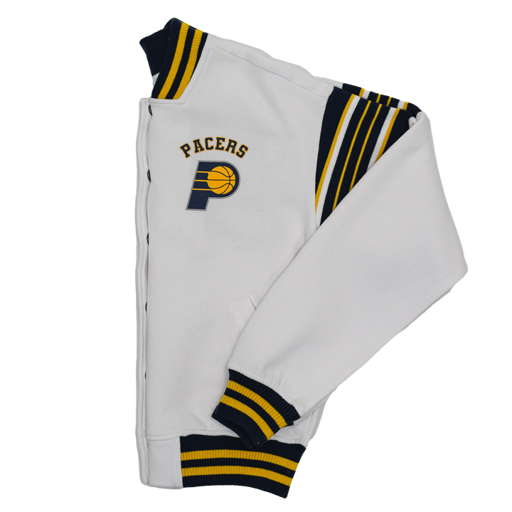Women's Indiana Pacers Snap Front Fleece Jacket in White by WEAR by EA
