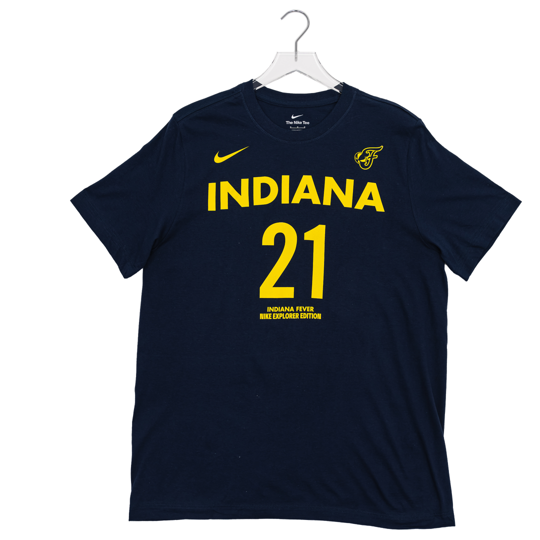 Adult Indiana Fever #21 Makayla Timpson Explorer Name and Number T-Shirt in Navy by Nike
