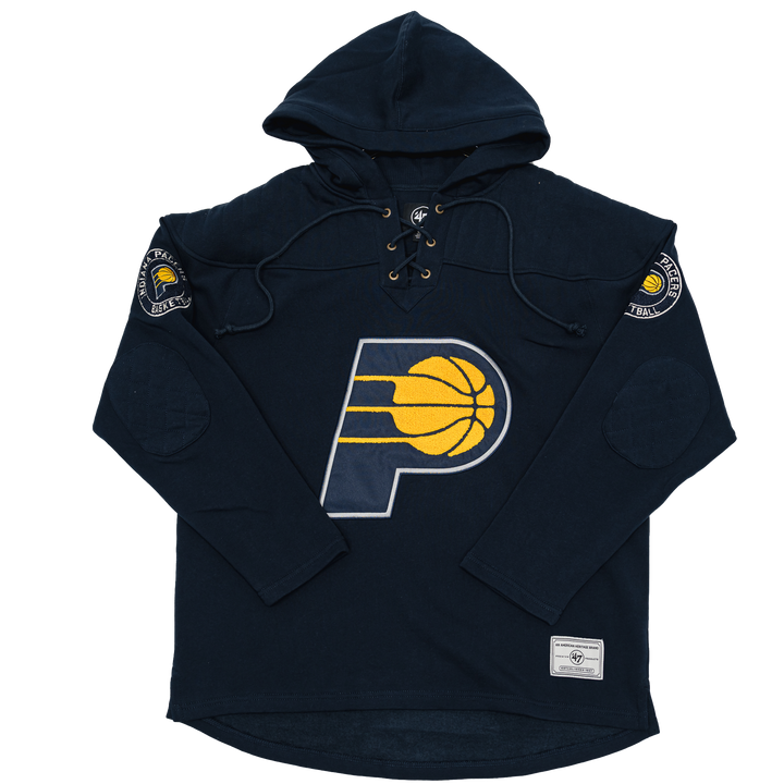 Adult Indiana Pacers Wingback Lacer Hooded Sweatshirt in Navy by '47