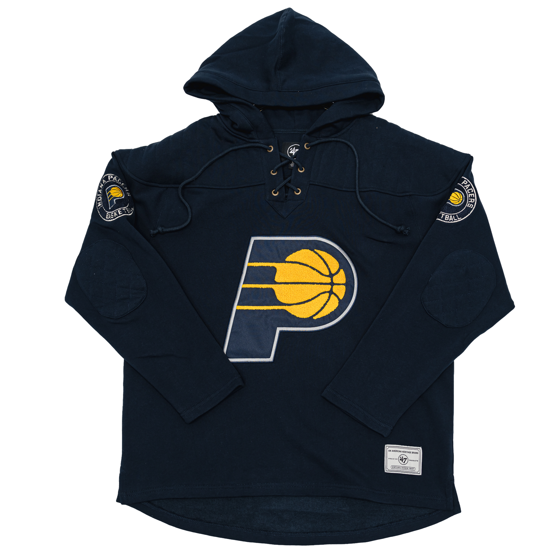 Adult Indiana Pacers Wingback Lacer Hooded Sweatshirt in Navy by Adult Indiana Pacers Wingback Lacer Hooded Sweatshirt in Navy by