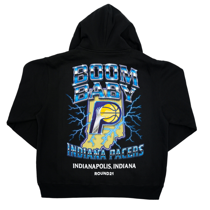 Adult Indiana Pacers 25-26' CITY EDITION Boom Baby Hooded Sweatshirt in Black by Round21