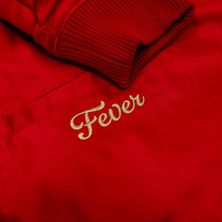 Women's Indiana Fever Satin Varsity Jacket in Red by Mitchell and Ness