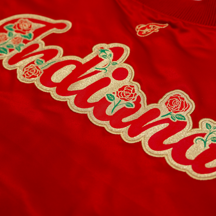 Women's Indiana Fever Satin Varsity Jacket in Red by Mitchell and Ness