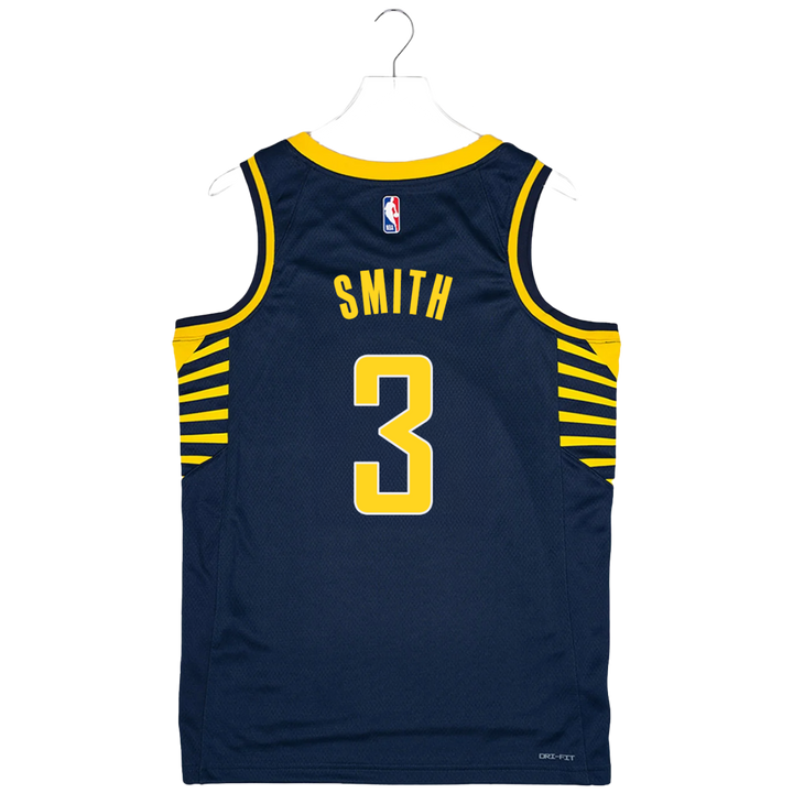Navy basketball jersey with yellow accents and 'Smith 3' on a white background