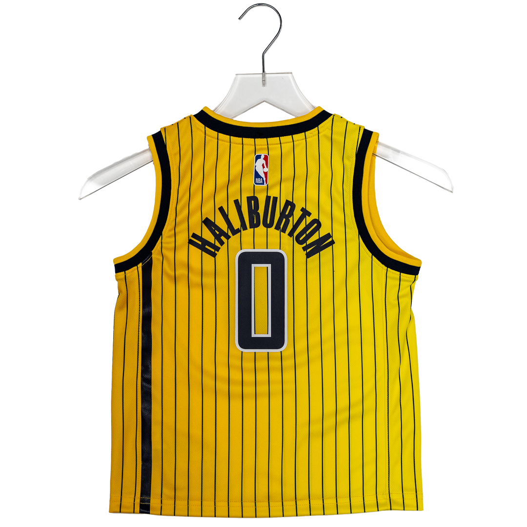 Youth 4-7 Indiana Pacers #0 Tyrese Haliburton 26-27' Statement Swingman Jersey in Gold by Jordan