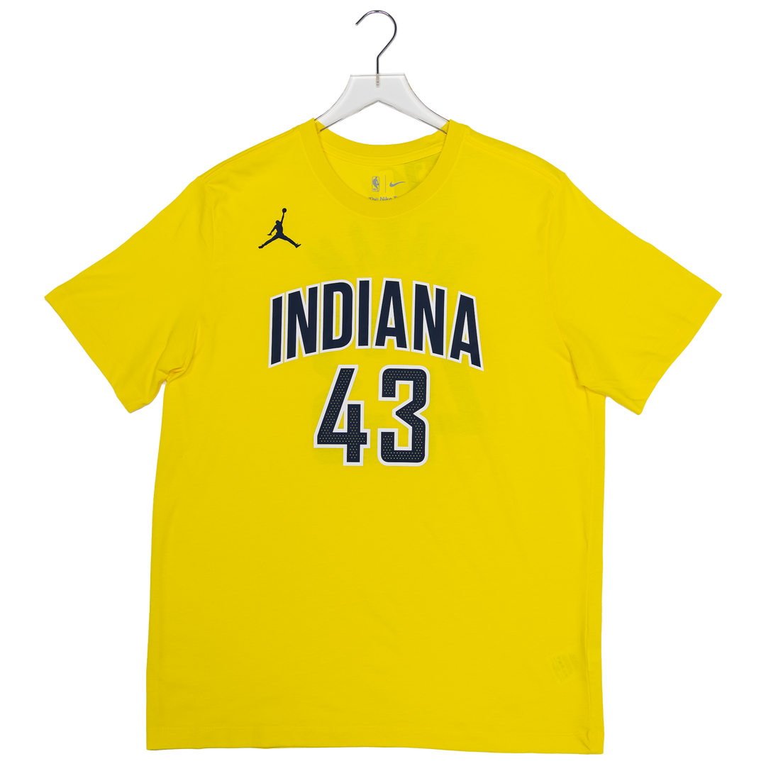 Adult Indiana Pacers #43 Pascal Siakam 26-27 Statement Name and Number T-shirt in Gold by Jordan