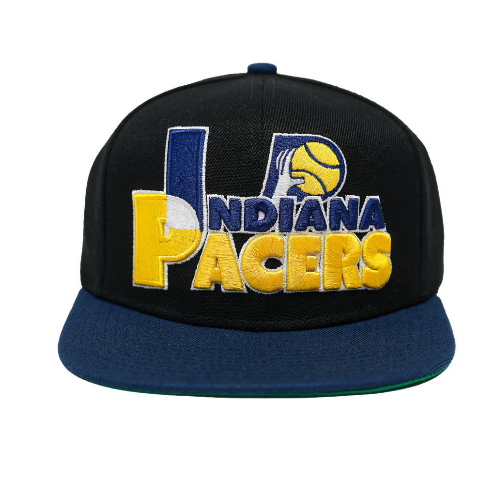 Adult Indiana Pacers Text Stack Hardwood Classics Snapback Hat in