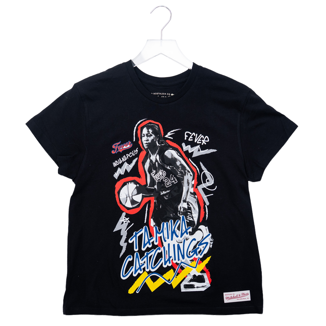 Adult Indiana Fever Tamika Catchings Chalked Up T-shirt in Black by Mitchell & Ness