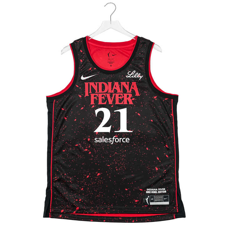 Adult Indiana Fever #21 Makayla Timpson Stranger Things Rebel Swingman Jersey in Black by Nike