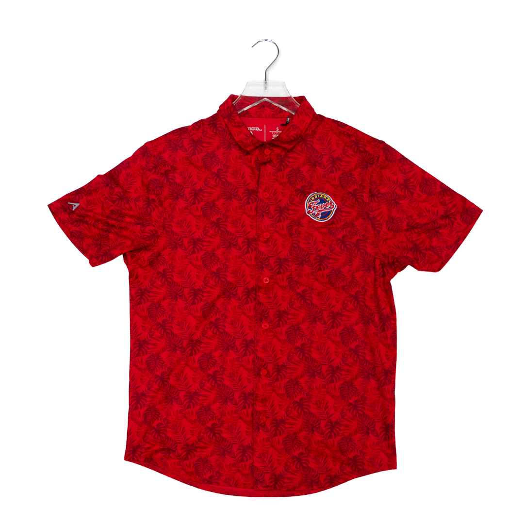 Adult Indiana Fever Short Sleeve Tampa Button Down Shirt in Red by Antigua