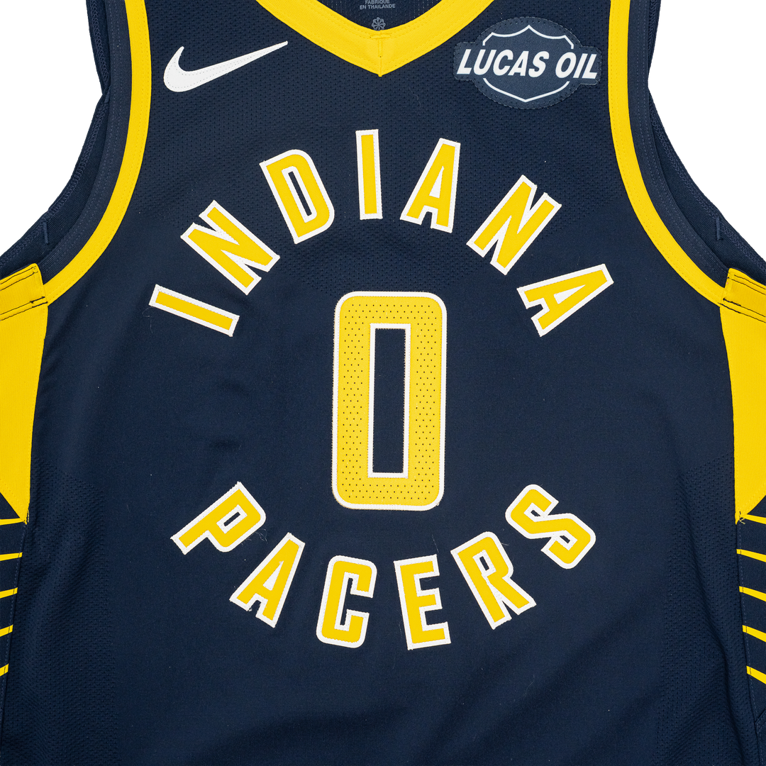 Adult Indiana Pacers #0 Tyrese Haliburton Authentic Icon Jersey in Navy by Nike