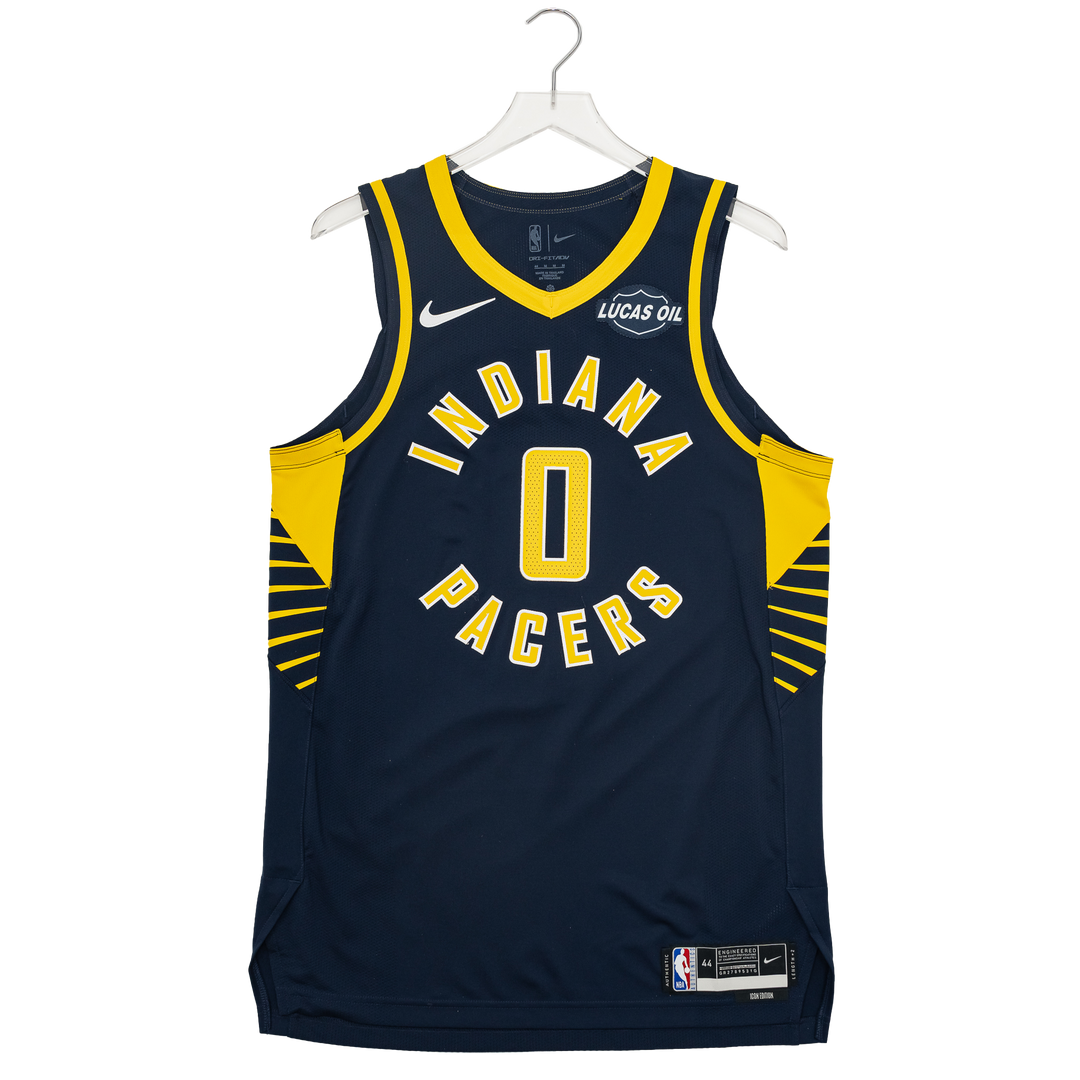 Adult Indiana Pacers #0 Tyrese Haliburton Authentic Icon Jersey in Navy by Nike