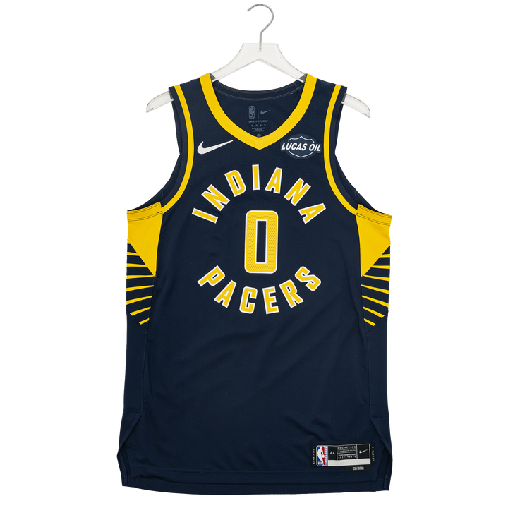 Adult Indiana Pacers #0 Tyrese Haliburton Authentic Icon Jersey in Navy by Nike