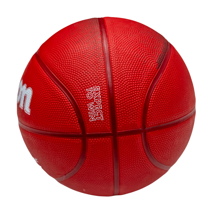 Red basketball with visible branding on a white background