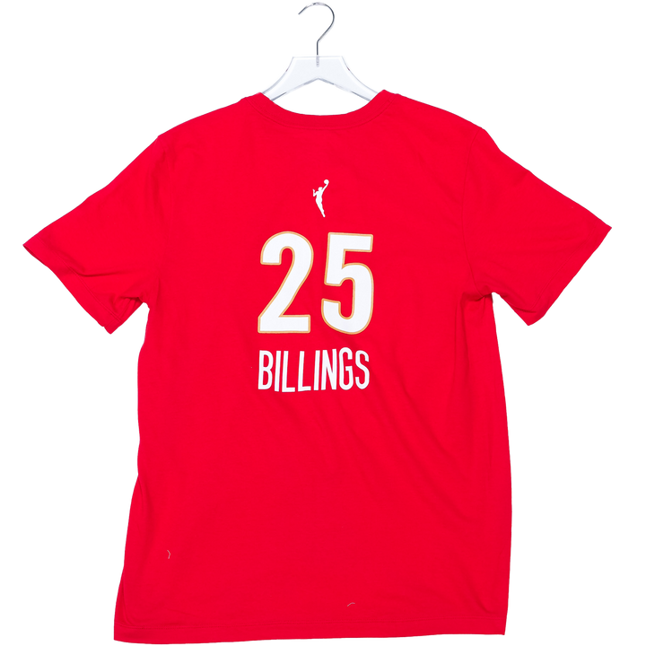 Adult Indiana Fever #25 Monique Billings 2026 Rebel Name and Number T-shirt in Red by Nike