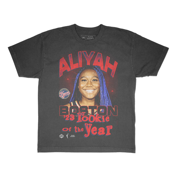 Adult Indiana Fever Aliyah Boston Rookie of the Year T-Shirt in Grey by Playa Society - Front View
