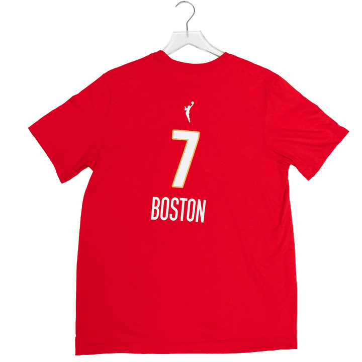 Red t-shirt with number 7 and 'Boston' text on a white background
