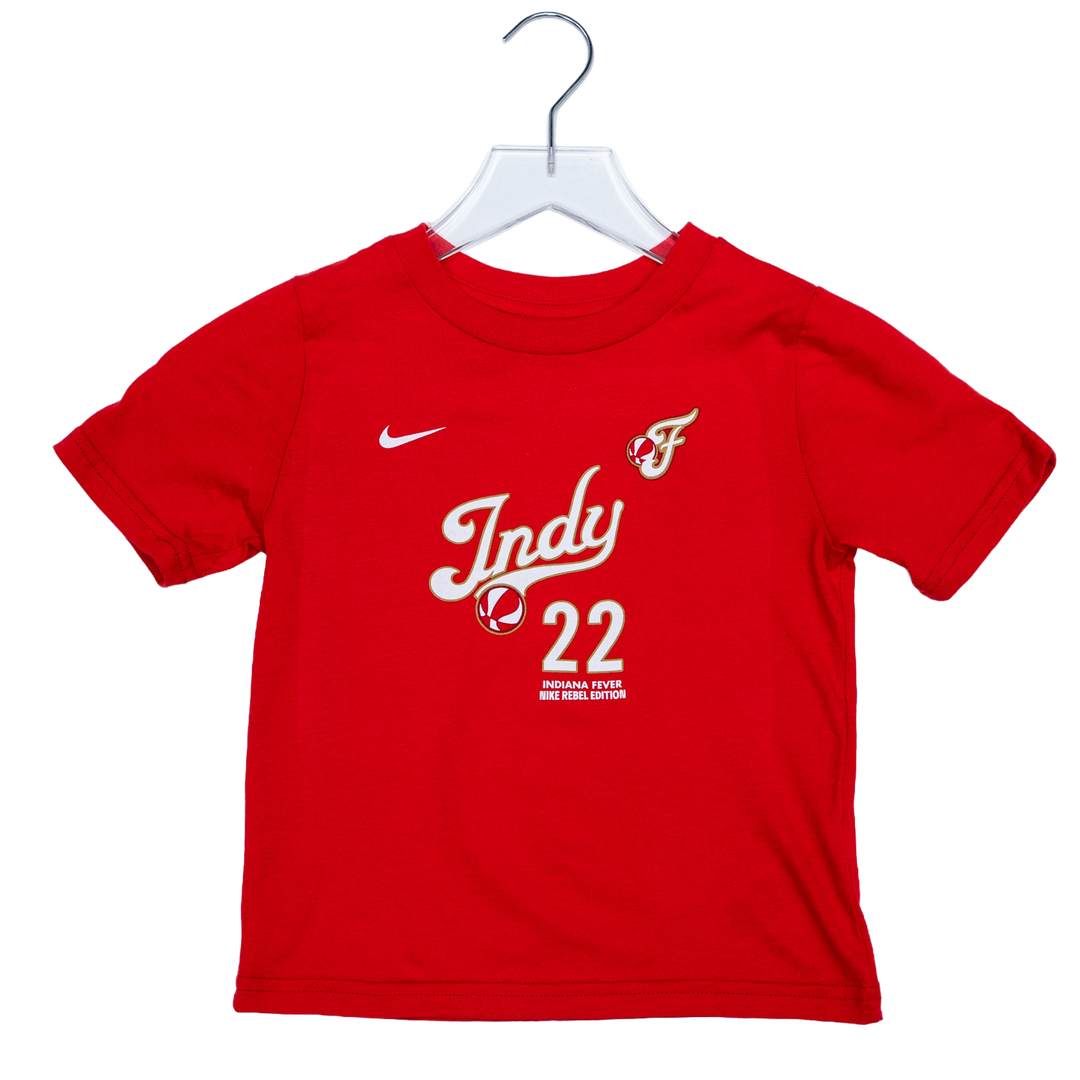 Toddler Indiana Fever #22 Caitlin Clark 2026 Rebel Name and Number T-shirt in Red by Nike