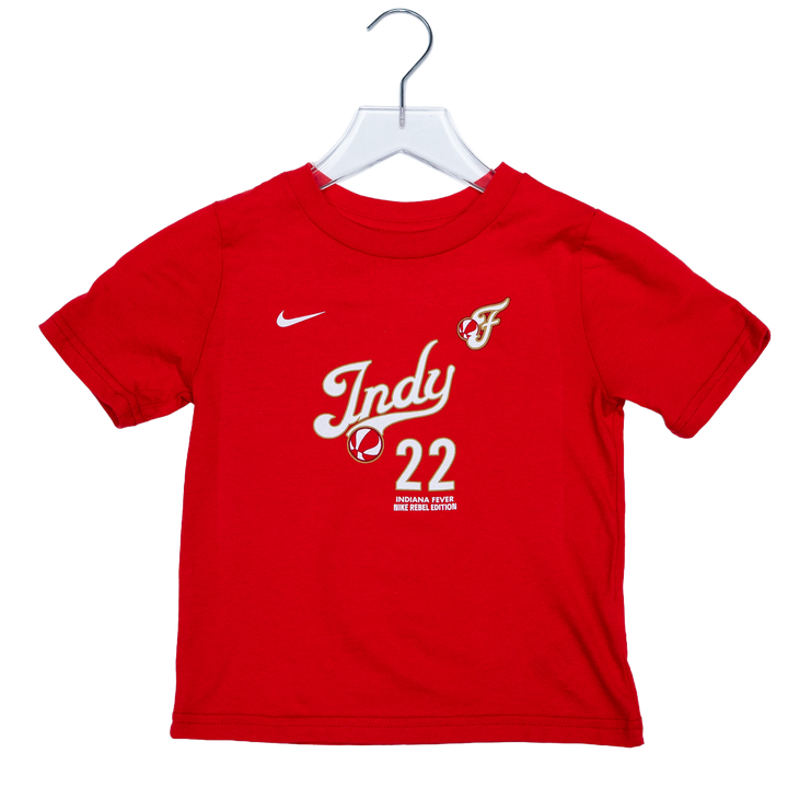 Toddler Indiana Fever #22 Caitlin Clark 2026 Rebel Name and Number T-shirt in Red by Nike
