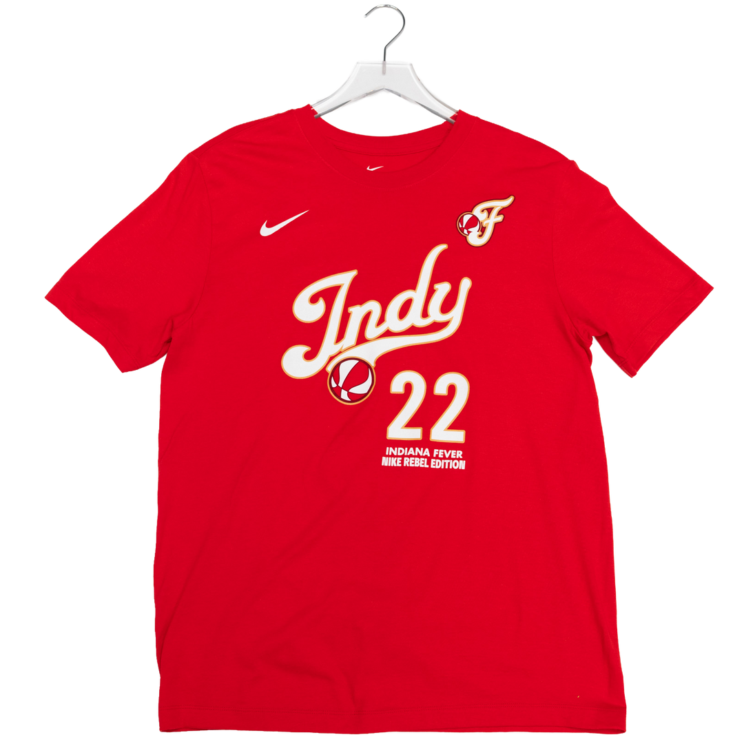 Adult Indiana Fever #22 Caitlin Clark Rebel Name and Number T-Shirt in Red by Nike