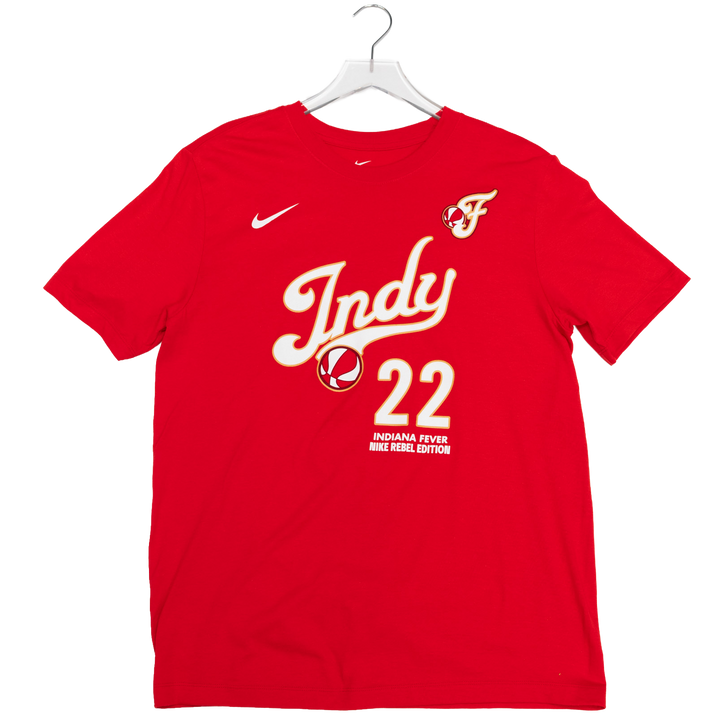 Adult Indiana Fever #22 Caitlin Clark Rebel Name and Number T-Shirt in Red by Nike
