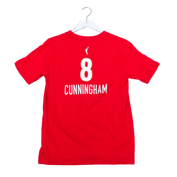 Youth Indiana Fever #8 Sophie Cunningham 2026 Rebel Name and Number T-shirt in Red by Nike