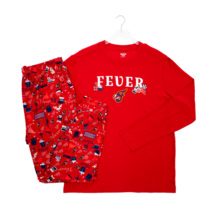 Adult Indiana Fever Chestnut Holiday PJ Set in Red by College Concepts