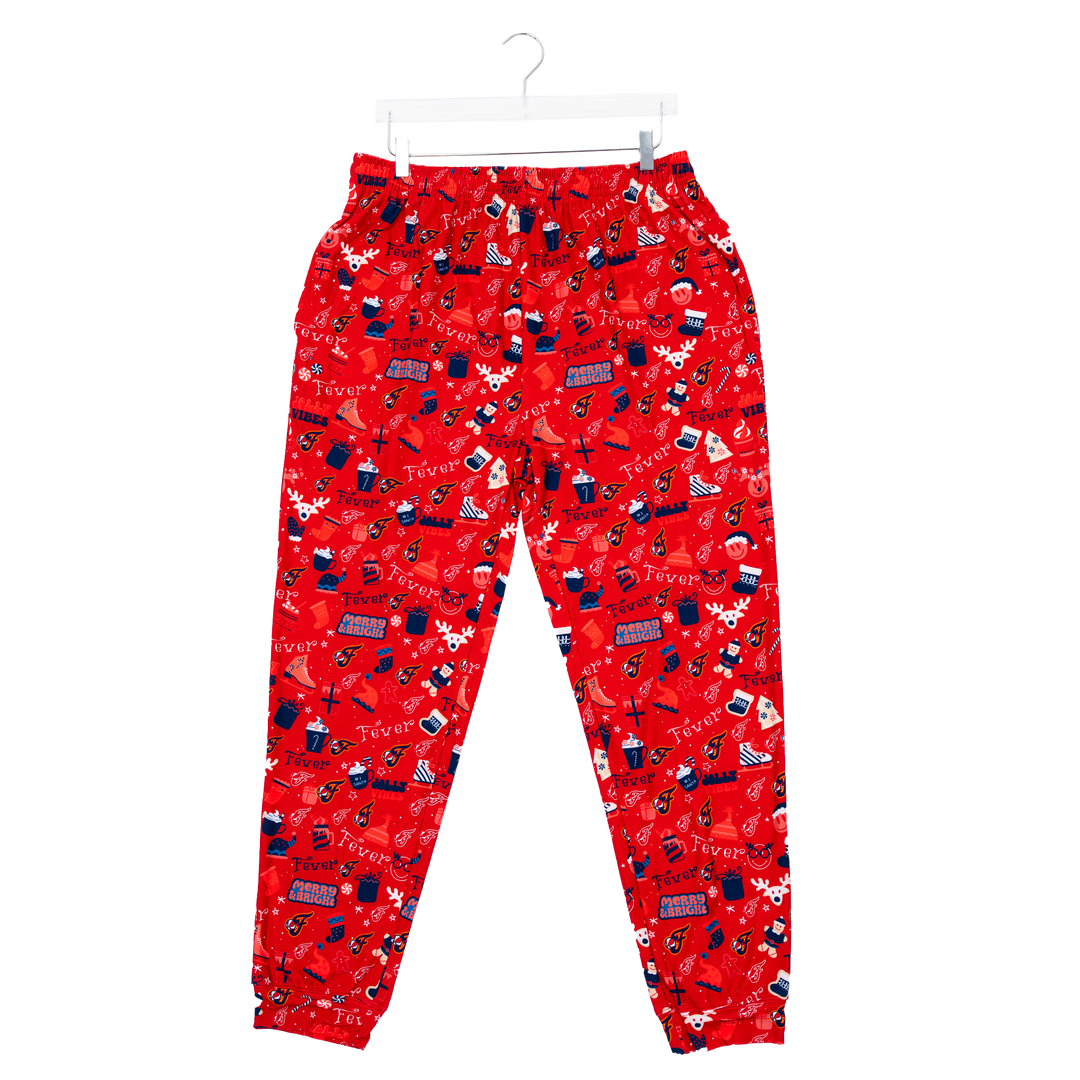 Adult Indiana Fever Chestnut Holiday PJ Set in Red by College Concepts