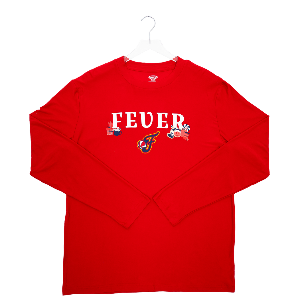 Adult Indiana Fever Chestnut Holiday PJ Set in Red by College Concepts