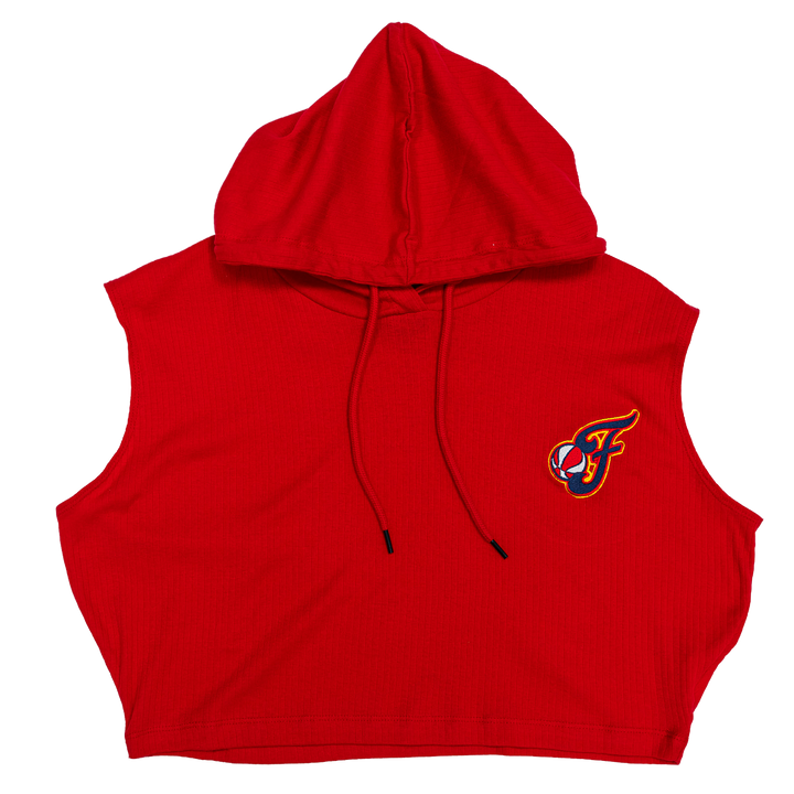 Women's Indiana Fever Cropped Hooded Knit Top in Red by FISLL