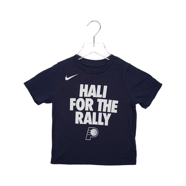 Toddler Indiana Pacers 2024 NBA Playoffs Hali For The Rally T-shirt in Navy by Nike - Front View