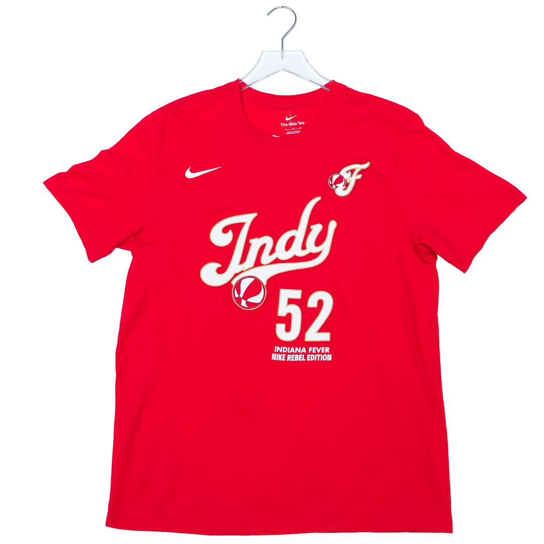 Adult Indiana Fever #52 Ty Harris 2026 Rebel Name and Number T-shirt in Red by Nike