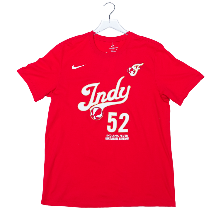 Adult Indiana Fever #52 Ty Harris 2026 Rebel Name and Number T-shirt in Red by Nike
