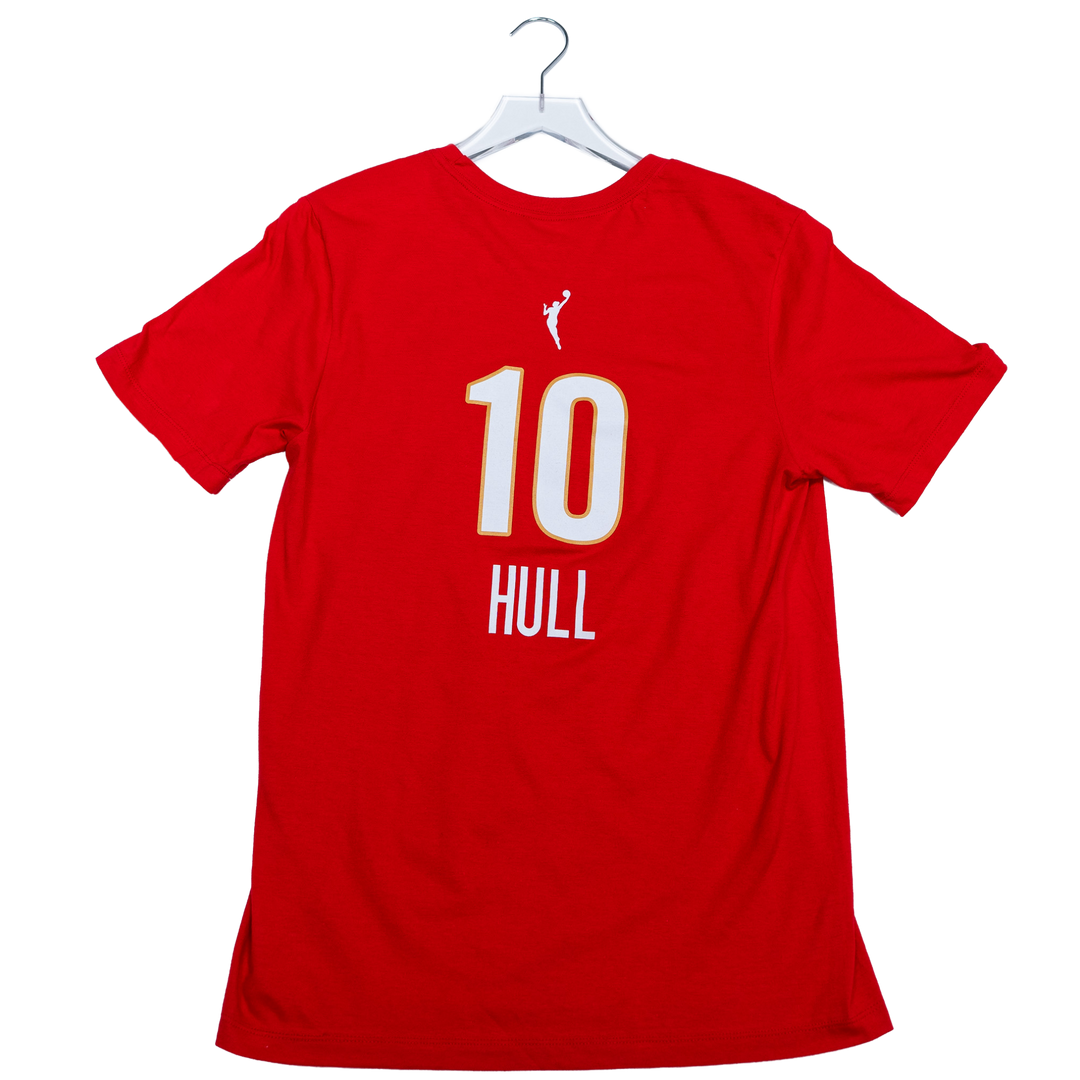 Adult Indiana Fever #10 Lexie Hull 2026 Rebel Name and Number T-Shirt in Red by Nike