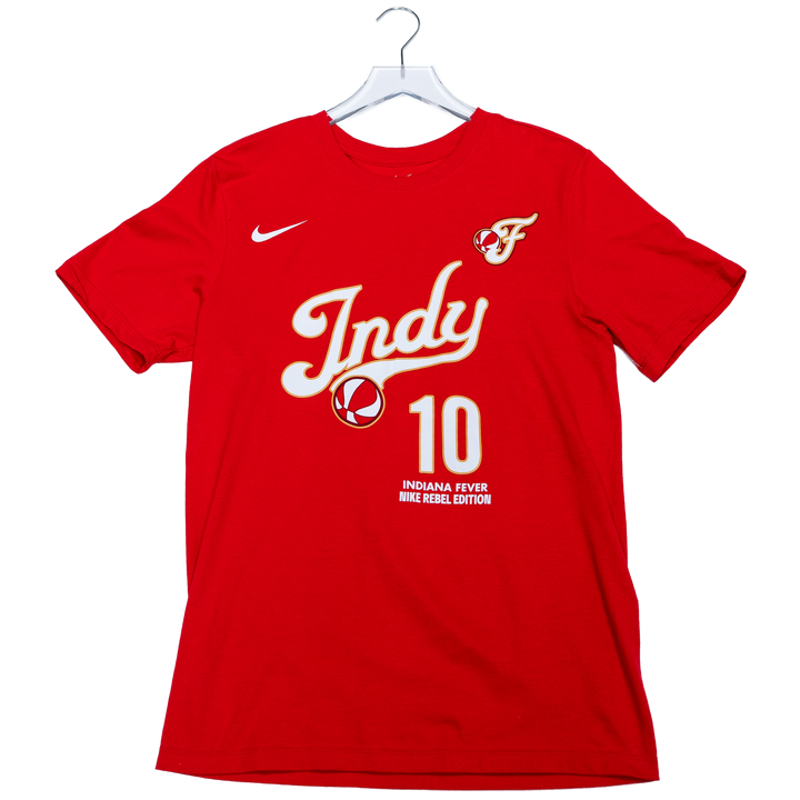 Adult Indiana Fever #10 Lexie Hull 2026 Rebel Name and Number T-Shirt in Red by Nike