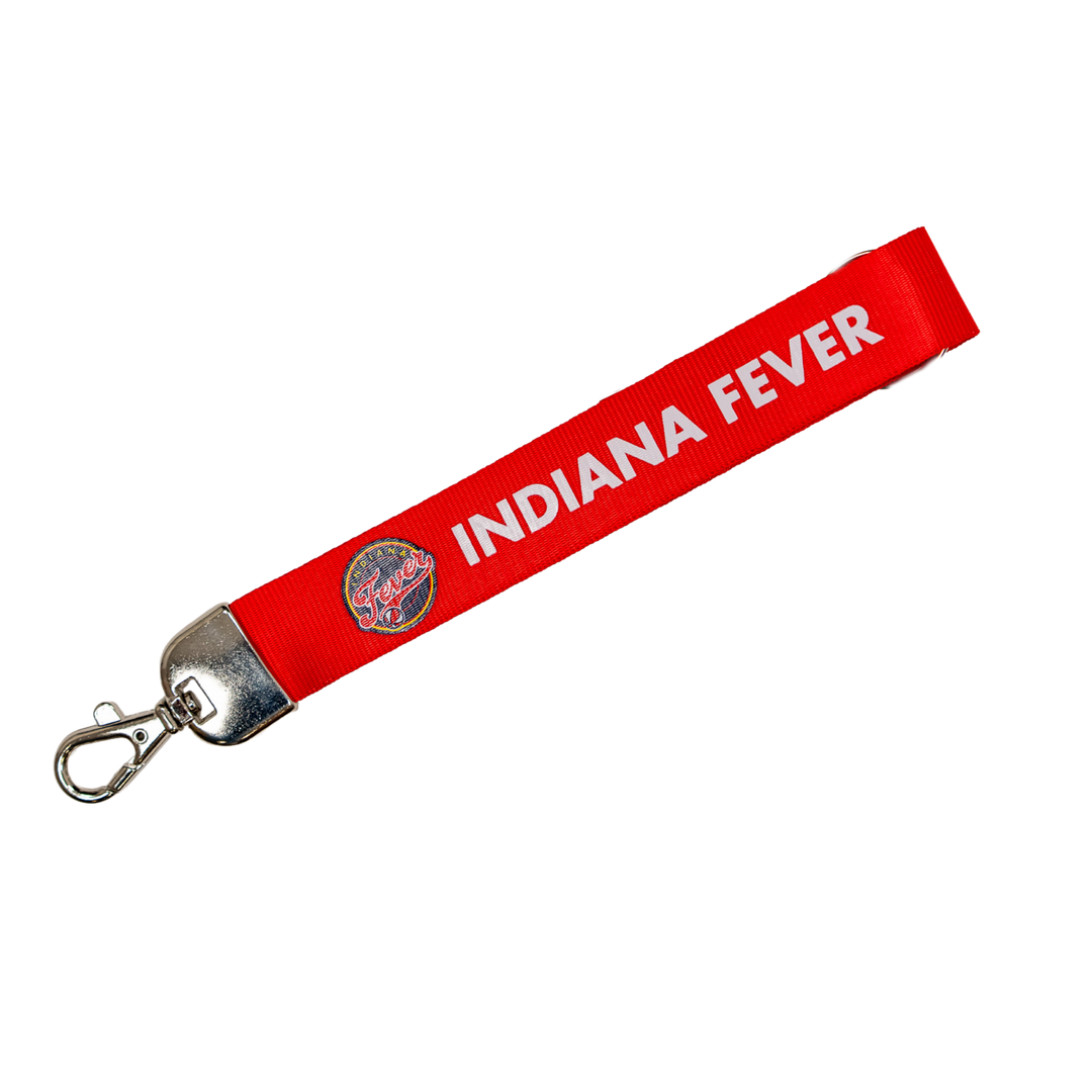 Red lanyard with 'Indiana Fever' text on a white background