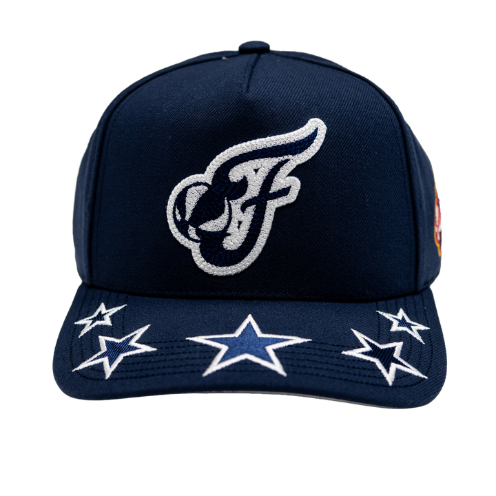 Adult Indiana Fever Shining Stars Pro Pinch Snapback Hat in Navy by Mitchell and Ness