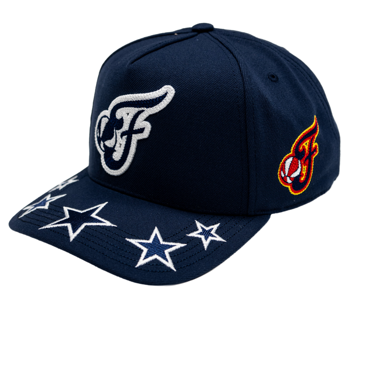 Adult Indiana Fever Shining Stars Pro Pinch Snapback Hat in Navy by Mitchell and Ness