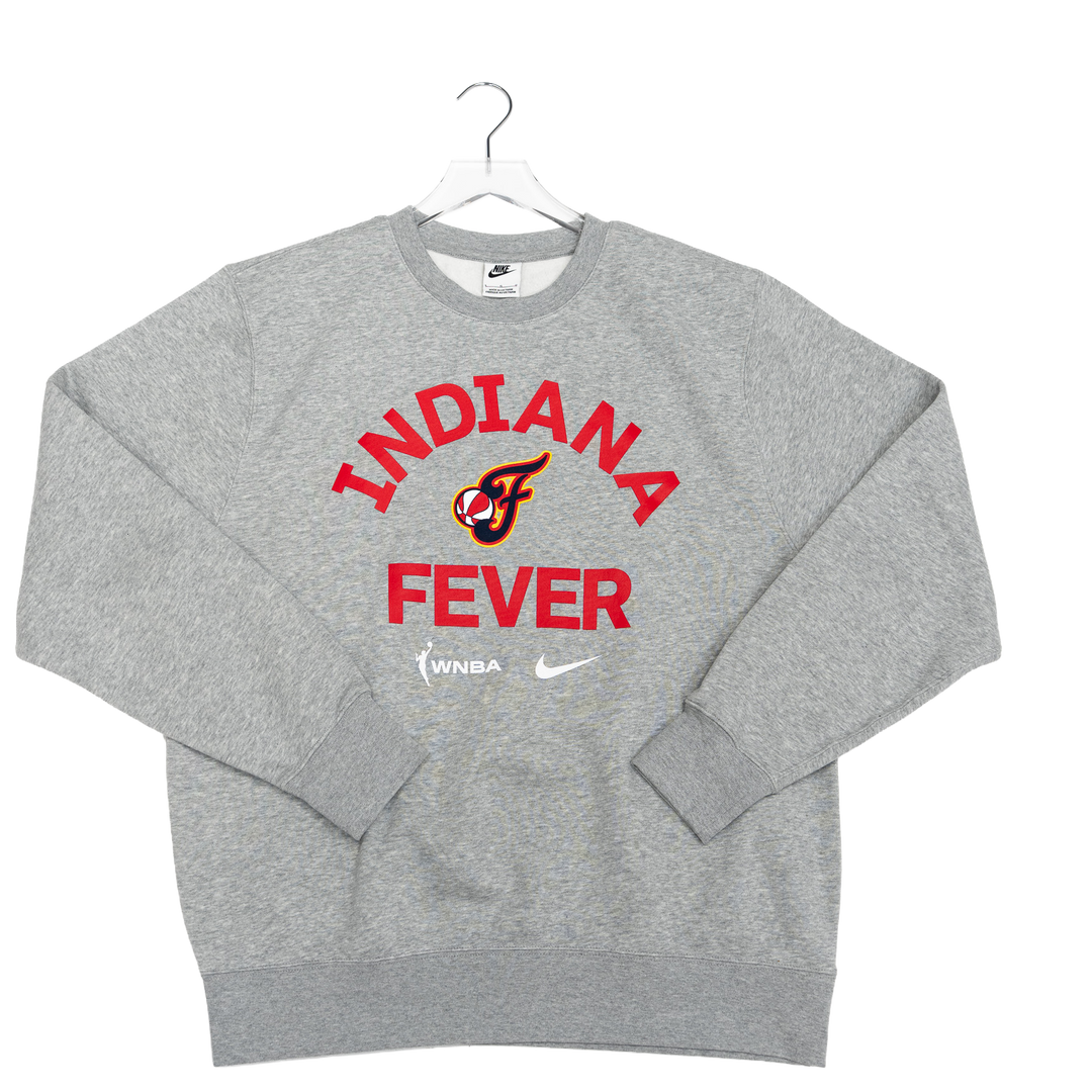 Gray sweatshirt with 'Indiana Fever' text and WNBA logo on a white background