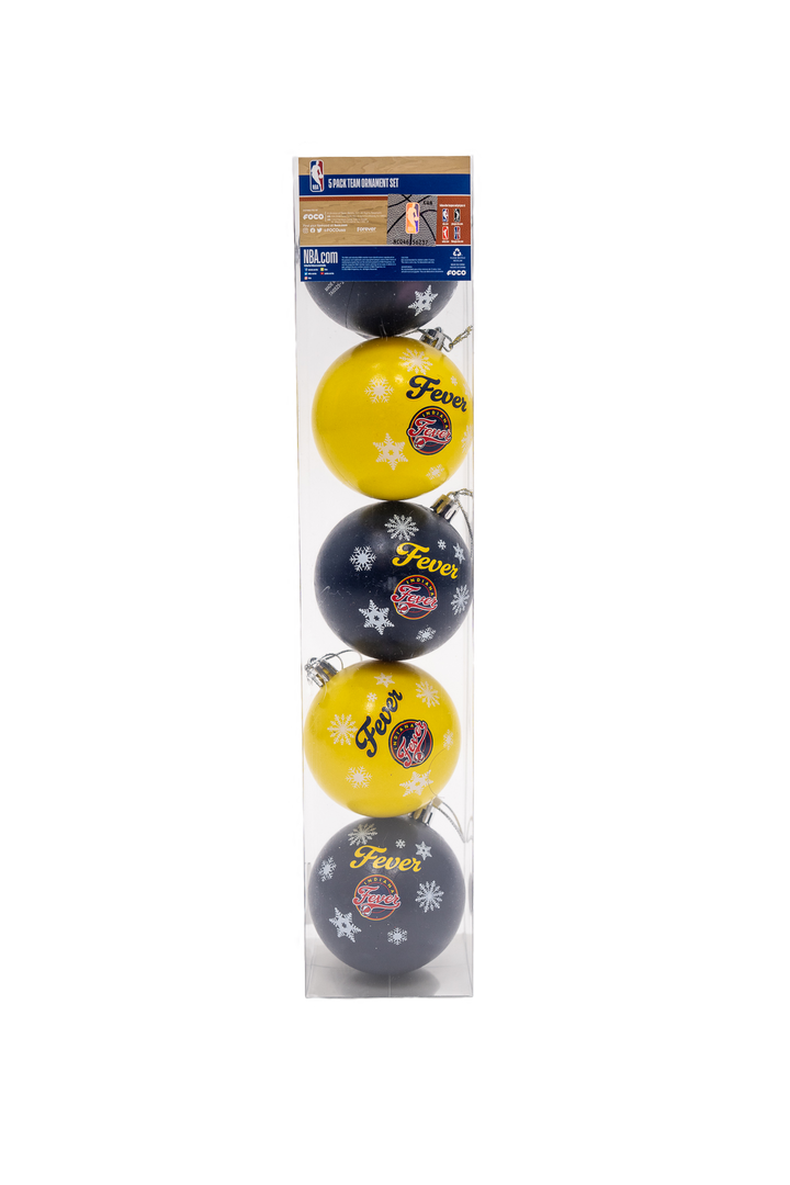 Indiana Fever 5 Pack Ball Ornament Set in Red by FOCO