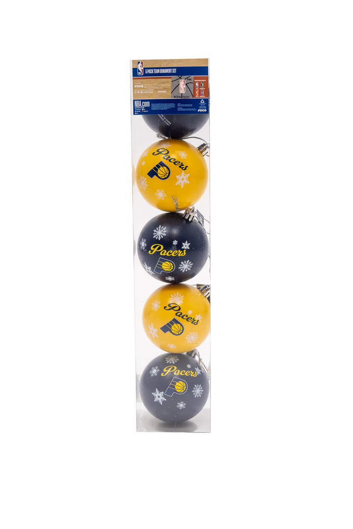 Indiana Pacers 5 Pack Ball Ornament Set in Navy by FOCO